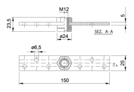 34-M~~BEVESTIGINGSPLAAT MIDDEL - M12