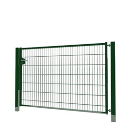 Enkele tuinpoortset met dubbelstaafmatvulling 2000x1400 - RAL6005 Art. nr. TPTDM60052014S prijs per Set excl. BTW