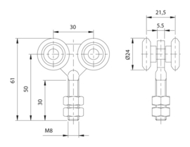 4-PICCOLO~~ROL MET 4 WIELEN - GESTAMPT - 24MM