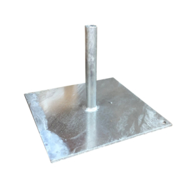 Schoorplaat 200x200x4 mm met opgelaste buis Ø19x150 mm - Verzinkt Art. nr. SCHOORPLAATVV prijs per Stuk(s) excl. BTW