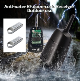 10x set 2 kanaals waterdichte universele ontvanger. zowel fixed als roling code. met 2 roling code zenders.Met deze ontvanger kan u elk merk handzender gebruiken om te bedienen. Art.nr 4894 en 2x 4008  €59,95 (QU)