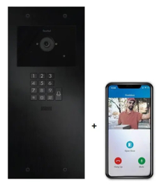 Fasttel FT600VKK-BASIC-L | Videokit Plug & Play: Buitenpost 1 knop+ codeklavier, zowel in-als opbouw 349x154mm + 4xApp licentie (HO)