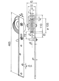 60011~~LOOPWIEL 105MM MET MONTAGEPLAAT