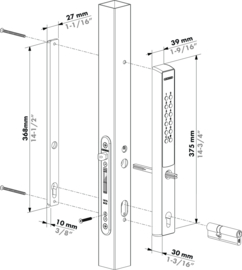 VERA - Bat.gevoed codeslot voor insteeksloten, profieldiepte 40mm, GSZ, Gelijksluitend, Enkel. Art nr. COD05501 ZILV  (NE)