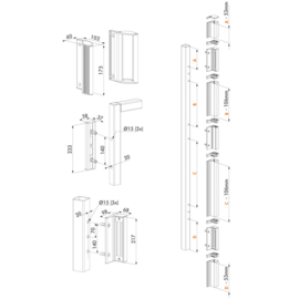 Magneetslot SET 2x MAGMAG3000 met uitvulprofiel en 3006PULL handvaten - aluminium en gecoat ZILVER Art. nr. NLINEMAGKIT3000ZILV  (TH)