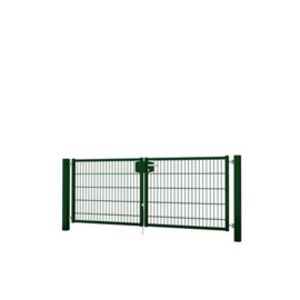 Dubbele tuinpoortset met dubbelstaafmatvulling 2400x1000 - RAL6005 Art. nr. TPTDMD60052410S  prijs per Set excl. BTW