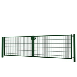 Dubbele tuinpoortset met dubbelstaafmatvulling 4000x1200 - RAL6005 Art. nr. TPTDMD60054012S  prijs per Set excl. BTW