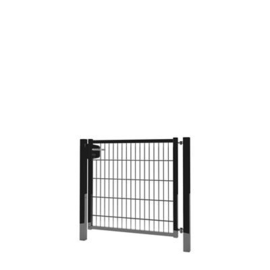 Enkele tuinpoortset met dubbelstaafmatvulling 1000x1000 - RAL9005 Art. nr. TPTDM90051010S prijs per Set excl. BTW