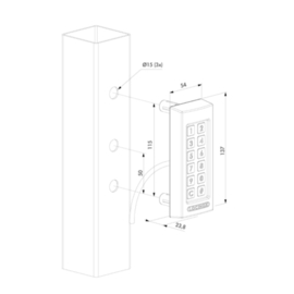 SLIMSTONE-2-SILV - Weersbestendig codeklavier met 2 interne relais, ZILVER. Art nr. COD052S  (NE)