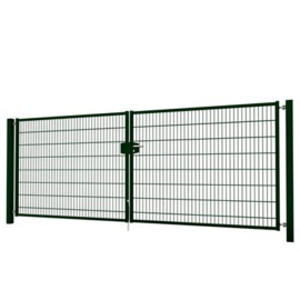 Dubbele tuinpoortset met dubbelstaafmatvulling 4000x1600 - RAL6009 Art. nr. TPTDMD60094016S  prijs per Set excl. BTW