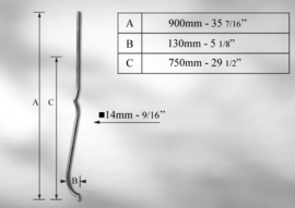 G202M~~BUIKSPIJL # 14MM - LENGTE 900MM