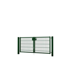 Dubbele tuinpoortset met dubbelstaafmatvulling 2000x1000 - RAL6005 Art. nr. TPTDMD60052010S prijs per Set excl. BTW