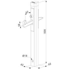 Under-gate poortvanger voor 40 mm tot 60 mm Art. nr. UGC  (TH)