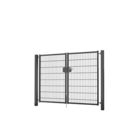 Dubbele tuinpoortset met dubbelstaafmatvulling 2000x1600 - RAL7016 Art. nr. TPTDMD70162016S prijs per Set excl. BTW