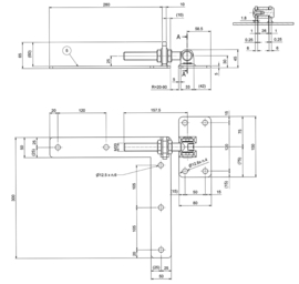 130-WH-M20SX~~SP-130M20-E "L" SCHARNIER - L=300MM- RAL 9005