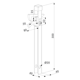 Poortvanger thermisch verzinkt - Voor poortprofielen met een max. breedte van 50 mm Art. nr. ABK  (TH)