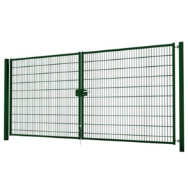 Dubbele tuinpoortset met dubbelstaafmatvulling 4000x2000 - RAL6005 Art. nr. TPTDMD60054020S  prijs per Set excl. BTW