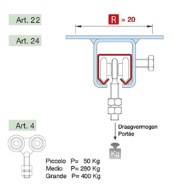 4-PICCOLO~~ROL MET 4 WIELEN - GESTAMPT - 24MM
