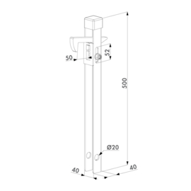 Poortvanger thermisch verzinkt - Voor poortprofielen met een max. breedte van 50 mm Art. nr. ABL  (TH)