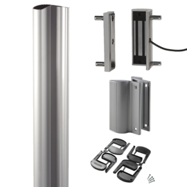 Magneetslot SET 2x MAGMAG3000 met uitvulprofiel en 3006PULL handvaten - aluminium en gecoat ZILVER Art. nr. NLINEMAGKIT3000ZILV  (TH)