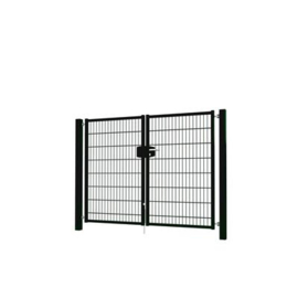 Dubbele tuinpoortset met dubbelstaafmatvulling 2000x1600 - RAL9005 Art. nr. TPTDMD90052016S prijs per Set excl. BTW