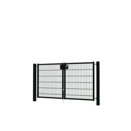 Dubbele tuinpoortset met dubbelstaafmatvulling 2000x1200 - RAL9005 Art. nr. TPTDMD90052012S  prijs per Set excl. BTW