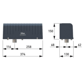 Ditec Arc , knikarm motoren. 24V, voor openslaande garagedeuren. Voor intensief gebruik.  (HO)
