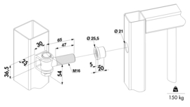 G90Z-B-M16-65-50~~P00012622 - Prijs per stuk,afname per 50 st-scharnieronderdelen industrieel
