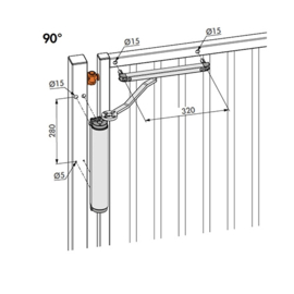 Locinox VERTICLOSE-2-9005~~Art. nr. VERTICLOSE29005    P00009354-9005 - Hydraulische poortsluiter voor 90° en 180° scharnièren-zwart (HO)