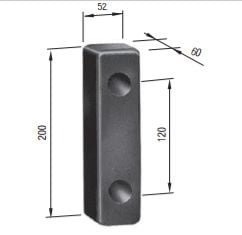Poort-aanslag, poortstop, Hard Rubber 20cm x 6cm hoog, en 5 cm breed.Art.0505  (QU)