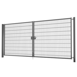 Dubbele tuinpoortset met dubbelstaafmatvulling 4000x2000 - RAL7016 Art. nr. TPTDMD70164020S prijs per Set excl. BTW