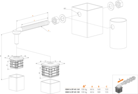 Scharnierset voor tuinpoorten met aluminium dop met Scharnier-as 160 mm voor profiel 50x50 mm Art. nr. GBM16DP50160
