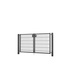 Dubbele tuinpoortset met dubbelstaafmatvulling 2000x1200 - RAL7016 Art. nr. TPTDMD70162012S prijs per Set excl. BTW