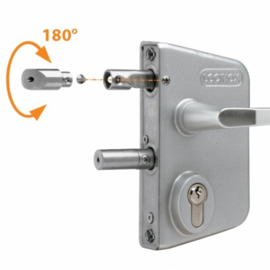 Locinox Industrieel poortslot opbouw - profiel 30-50 mm - krukken 3006M en cilinder - RAL6005 Art. nr. LAKQ3030U2L6005  (TH)