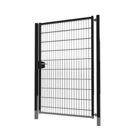 Enkele tuinpoortset met dubbelstaafmatvulling 1200x2000 - RAL9005 Art. nr. TPTDM90051220S prijs per Set excl. BTW