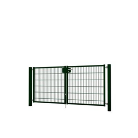 Dubbele tuinpoortset met dubbelstaafmatvulling 2400x1200 - RAL6009 Art. nr. TPTDMD60092412S  prijs per Set excl. BTW