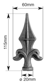 152BISZST~~LASBARE SPEERPUNT ZONDER STIFT 115X60MM