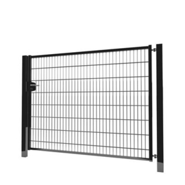 Enkele tuinpoortset met dubbelstaafmatvulling 2000x1600 - RAL9005 Art. nr. TPTDM90052016S prijs per Set excl. BTW