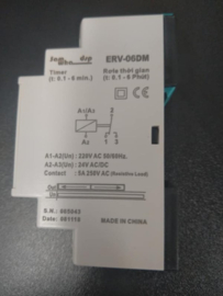 tijdrelais erv-06dm, nodig bij sommige electrosloten. werkt op 230 v en 24v. art. 7789  (QU)