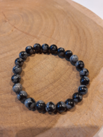 Sneeuwvlok obsidiaan kogelarmband