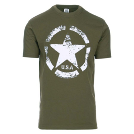 T-shirt Vintage Amerikaanse Legerster (Groente)