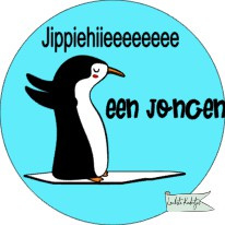 Sluitsticker op rol Baby Pinquin J/M Jippiehiieeeeee