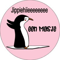 Sluitsticker op rol Baby Pinquin J/M Jippiehiieeeeee