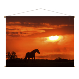 Textielposter Paard en Zonsondergang