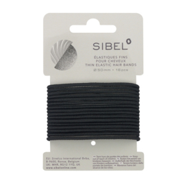 Sibel Haarelastiekjes Voor Dun Haar - 50 mm - Zwart - 16 stuks