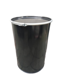 Open top 210 liter drum black smooth