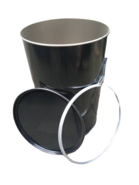 Open top 210 liter drum black smooth