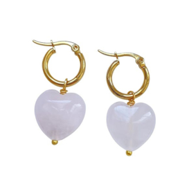 Rose Quartz Hearts Earrings