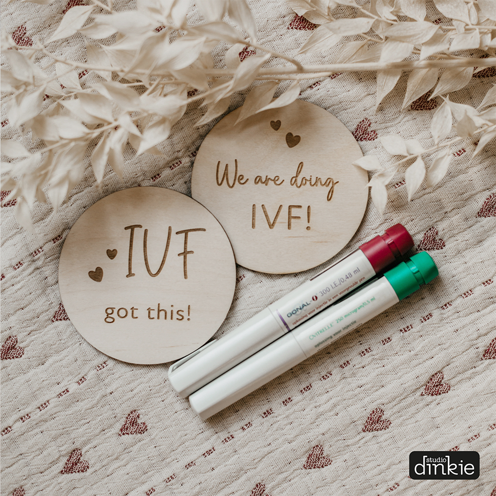 Houten mijlpaal rondjes IVF traject
