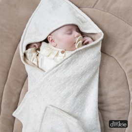 Omslagdoek broderie mini floral | velours licht beige